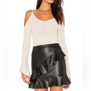 New metallic knitted cold shoulder sweater